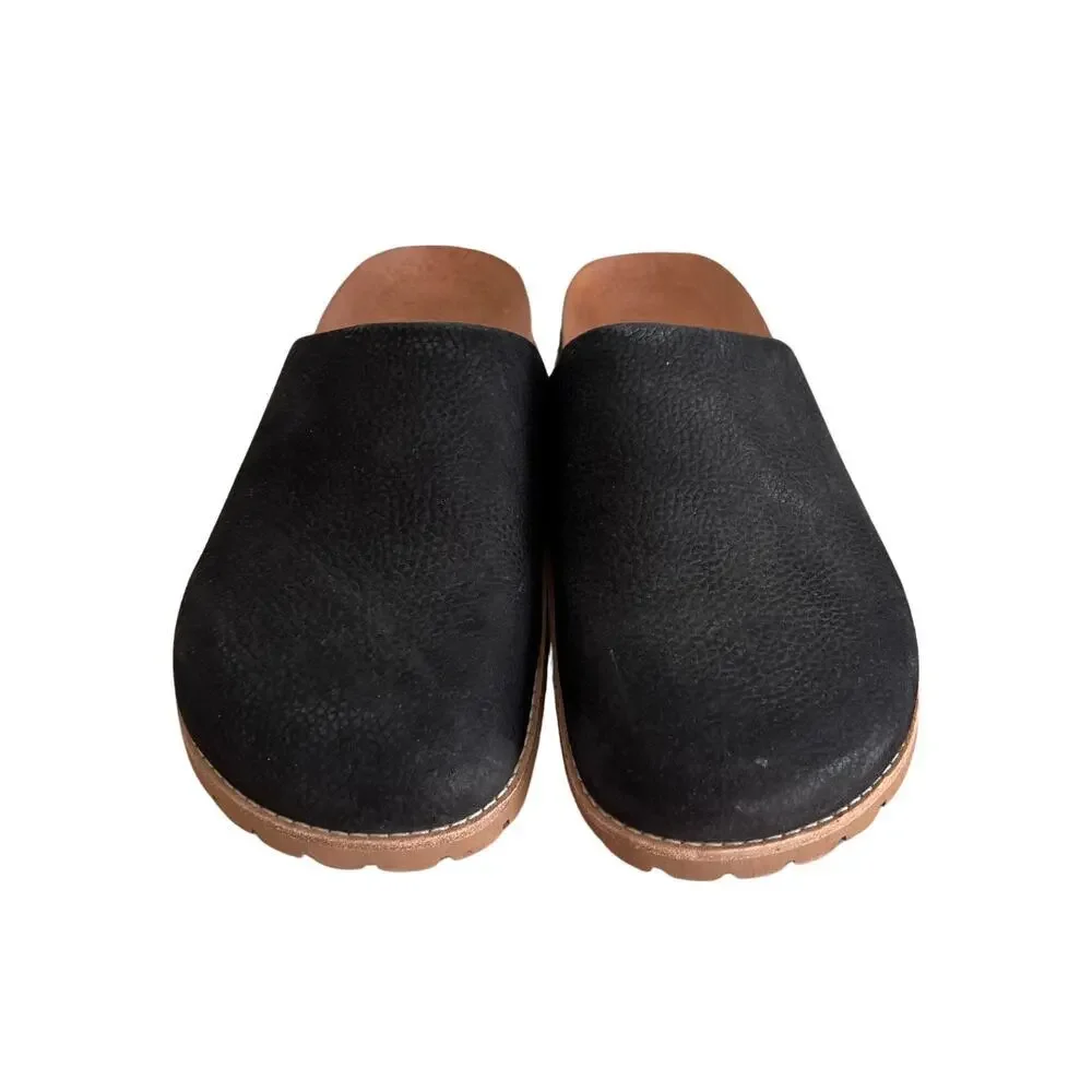 Madewell Layne Black Leather Slip On Clog Mules 6